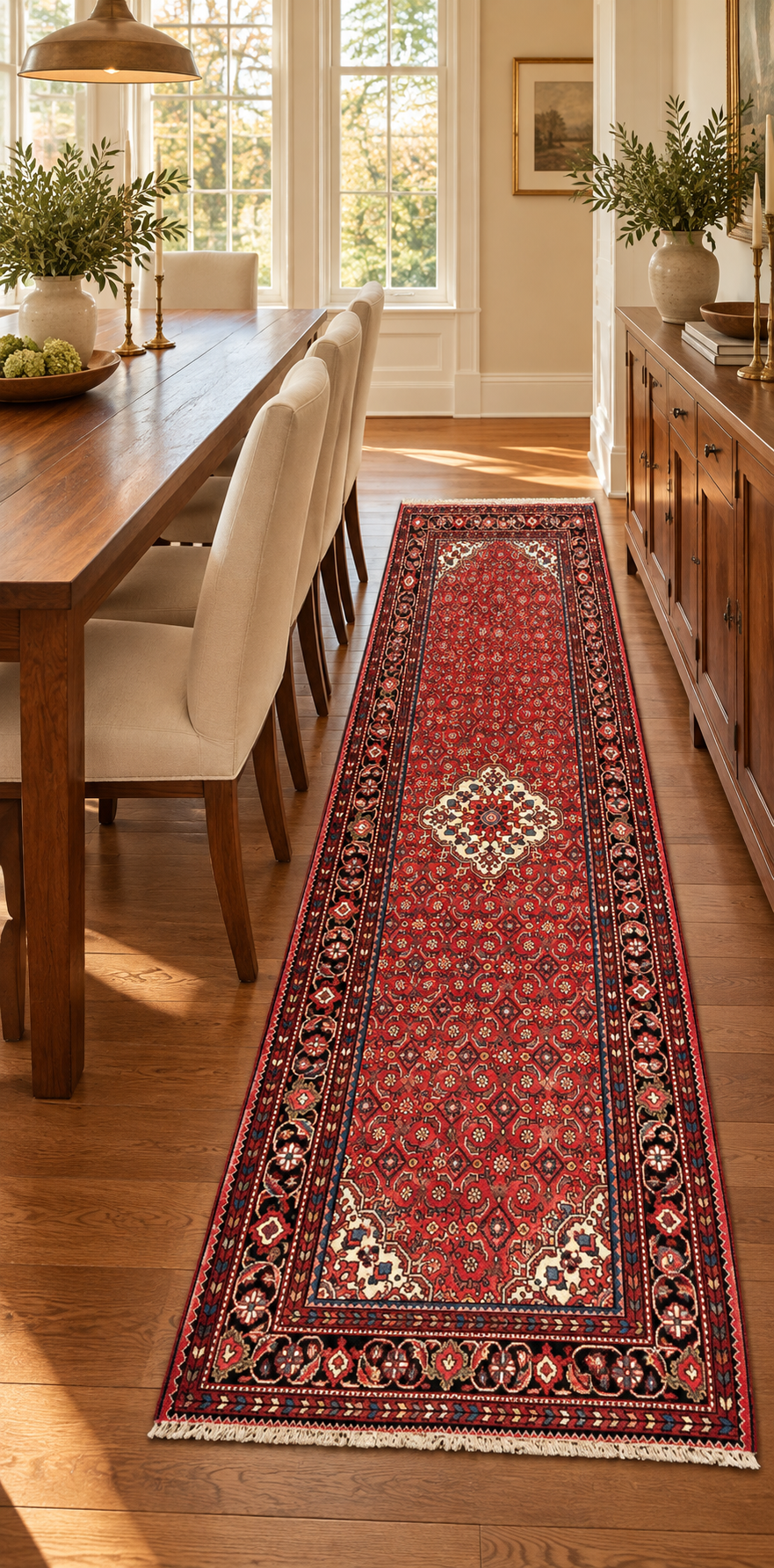 PERSIAN TABRIZ MAHI-HERATI HAND-KNOTTED RUG, 5.0 x 10.8 (152cm x 325cm)
