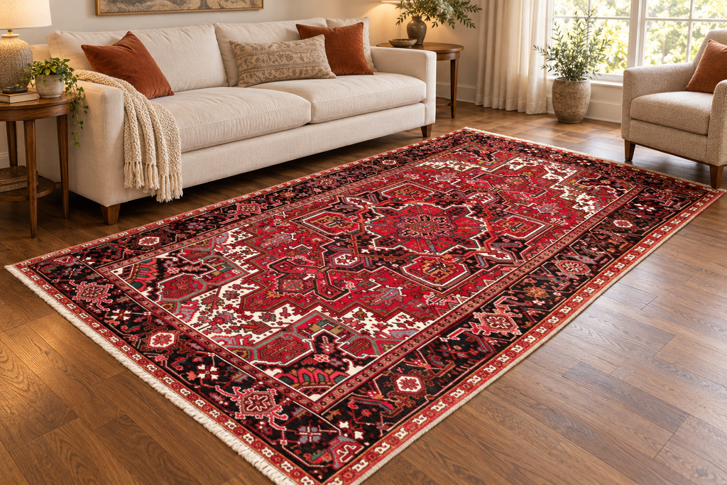 VINTAGE PERSIAN HERIZ HAND KNOTTED RUG, 7.9 x 11.3 (236cm x 343cm)
