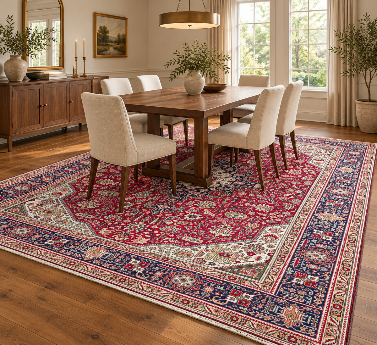 VINTAGE PERSIAN HERIZ HAND KNOTTED RUG, 8.4 x 11.3 (254cm x 343cm)