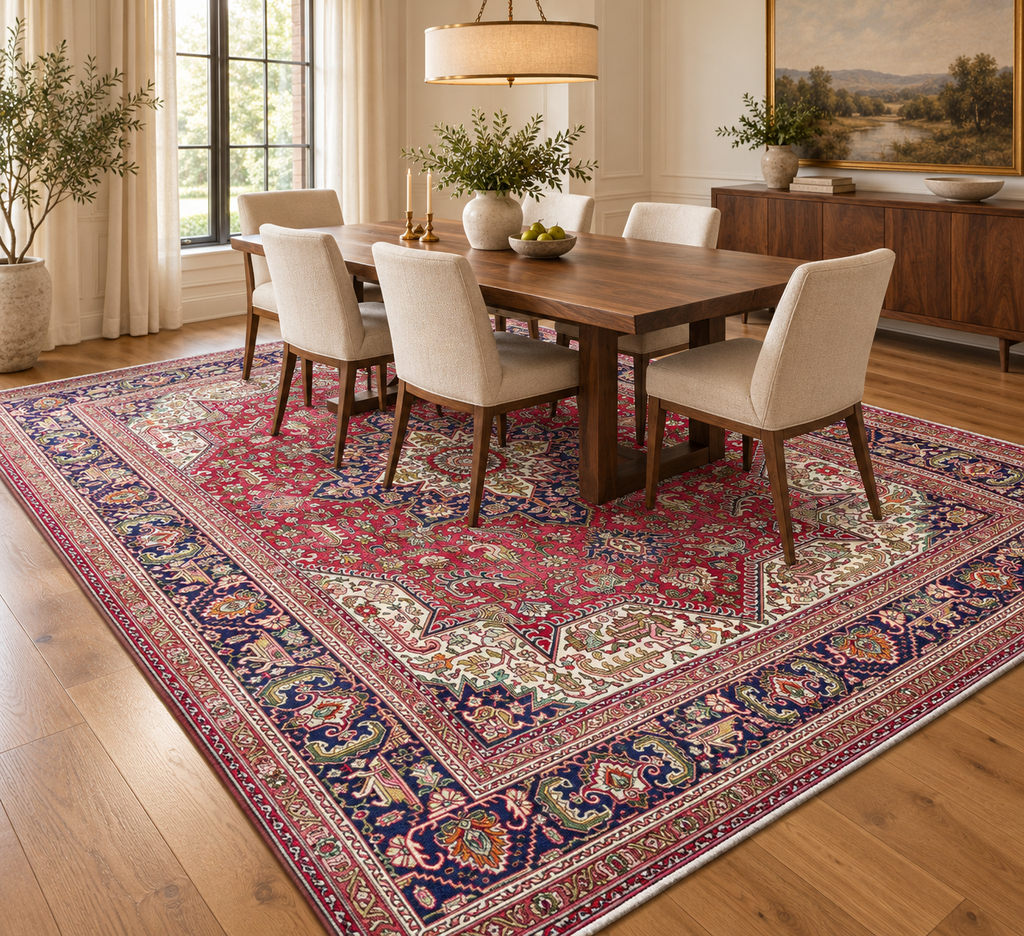 ANTIQUE PERSIAN HERIZ HAND KNOTTED RUG, 8.5 x 11.0 (257cm x 335cm)