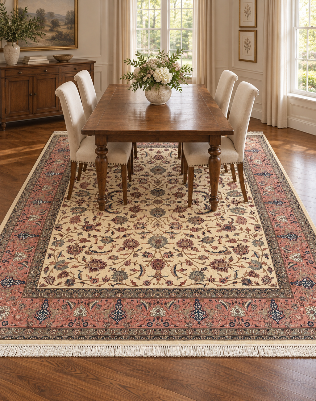 KASHAN HAND KNOTTED RUG WITH 300+ KPSI, 8.2 x 9.10 (249cm x 300cm)