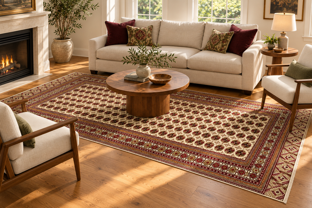 MANSION SIZED, VINTAGE BUKHARA HAND KNOTTED RUG, 9.11 x 16.3 (302cm x 495cm)
