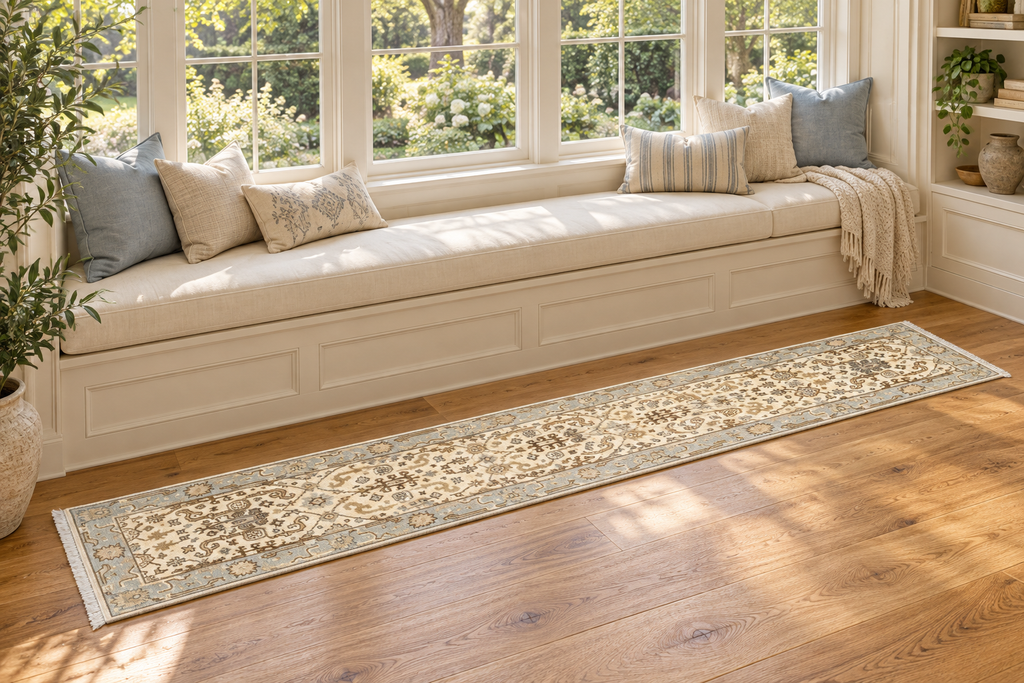 OUSHAK HAND KNOTTED RUNNER, NEW, 2.7 x 11.8 (79cm x 356cm)