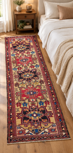 ANTIQUE PERSIAN KARABAGH HAND KNOTTED RUNNER, 3.5 x 10.6 (104cm x 320cm)