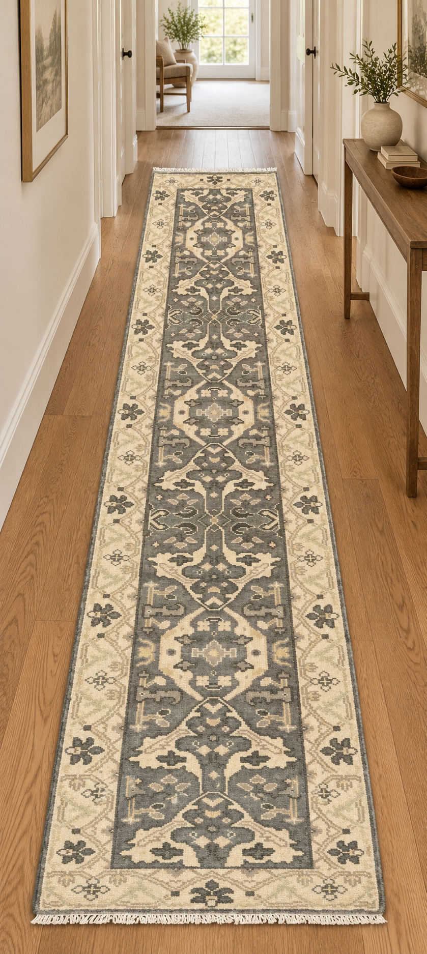 OUSHAK HAND KNOTTED RUNNER, NEW, 2.6 x 10.0 (76cm x 305cm)