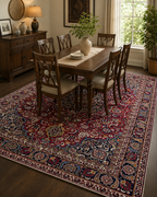 ANTIQUE SIGNED PERSIAN MASHAD HAND KNOTTED RUG, 6.3 x 9.4 (191cm x 284cm)
