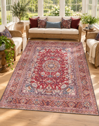 SIGNED PERSIAN KASHMAR CARPET, PICTORIAL VASE & BIRD DESIGN, RED FIELD HAND KNOTTED RUG, 9.3 x 12.0 (282cm x 366cm)