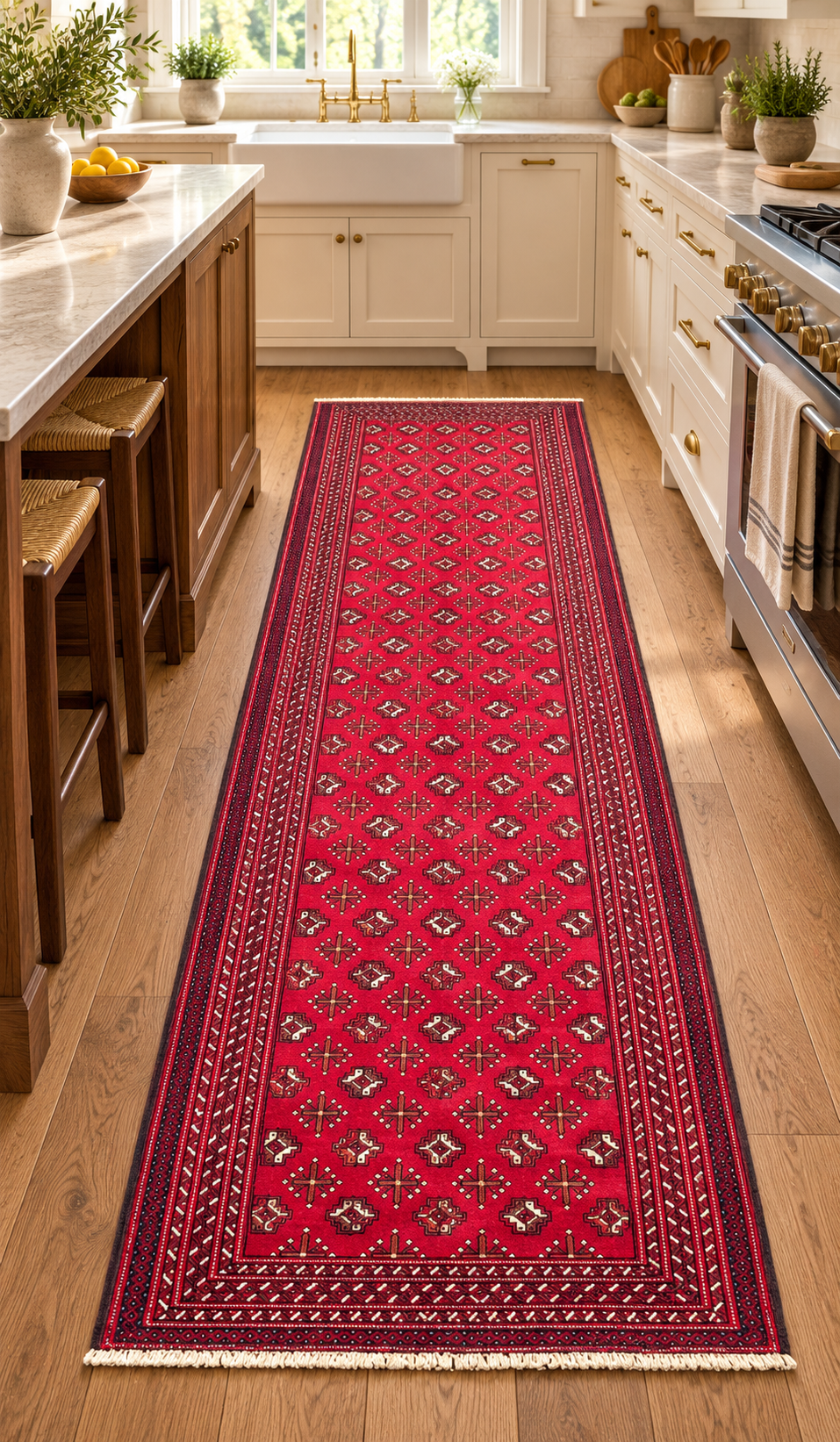 BUKHARA HAND KNOTTED RUG WITH 200+ KPSI, 4.9 X 10.0 (145cm x 305cm)