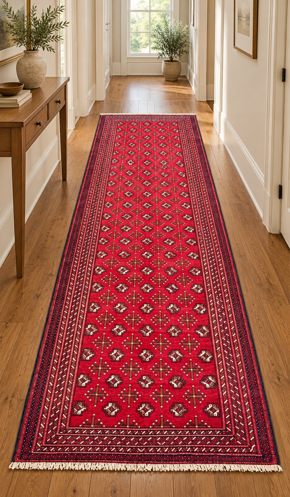 BUKHARA HAND KNOTTED RUG WITH 200+ KPSI, 4.9 X 10.0 (145cm x 305cm)