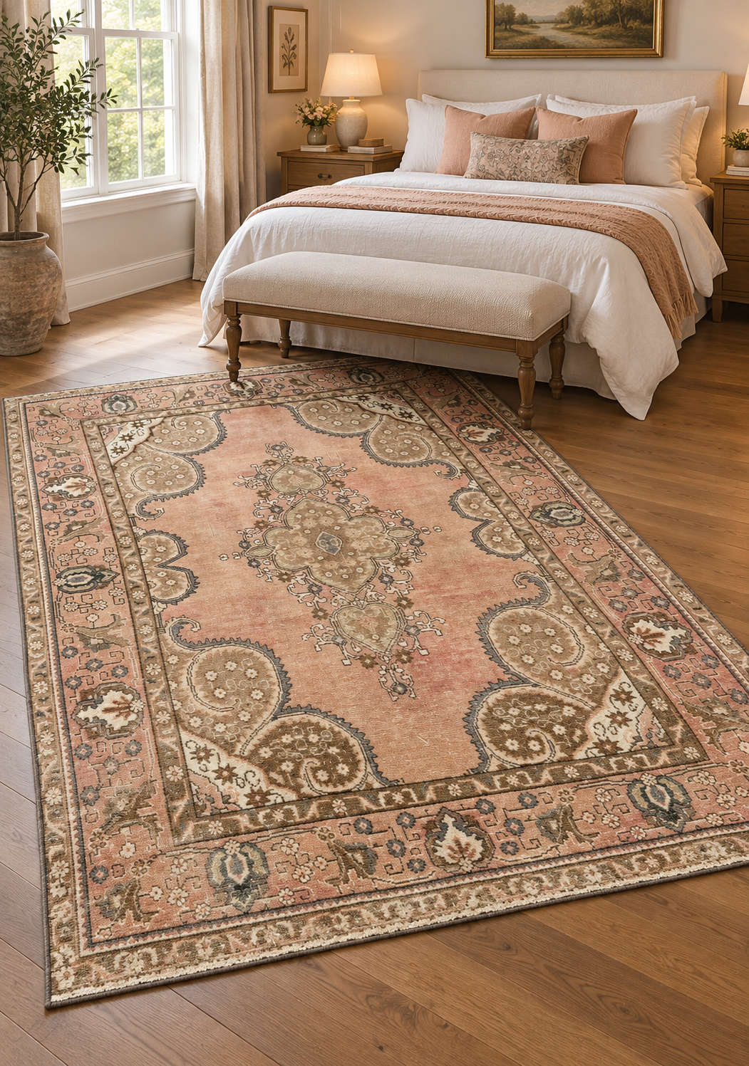 ANTIQUE PERSIAN TABRIZ HAND KNOTTED RUG, 6.6 x 9.4 (198cm x 284cm)