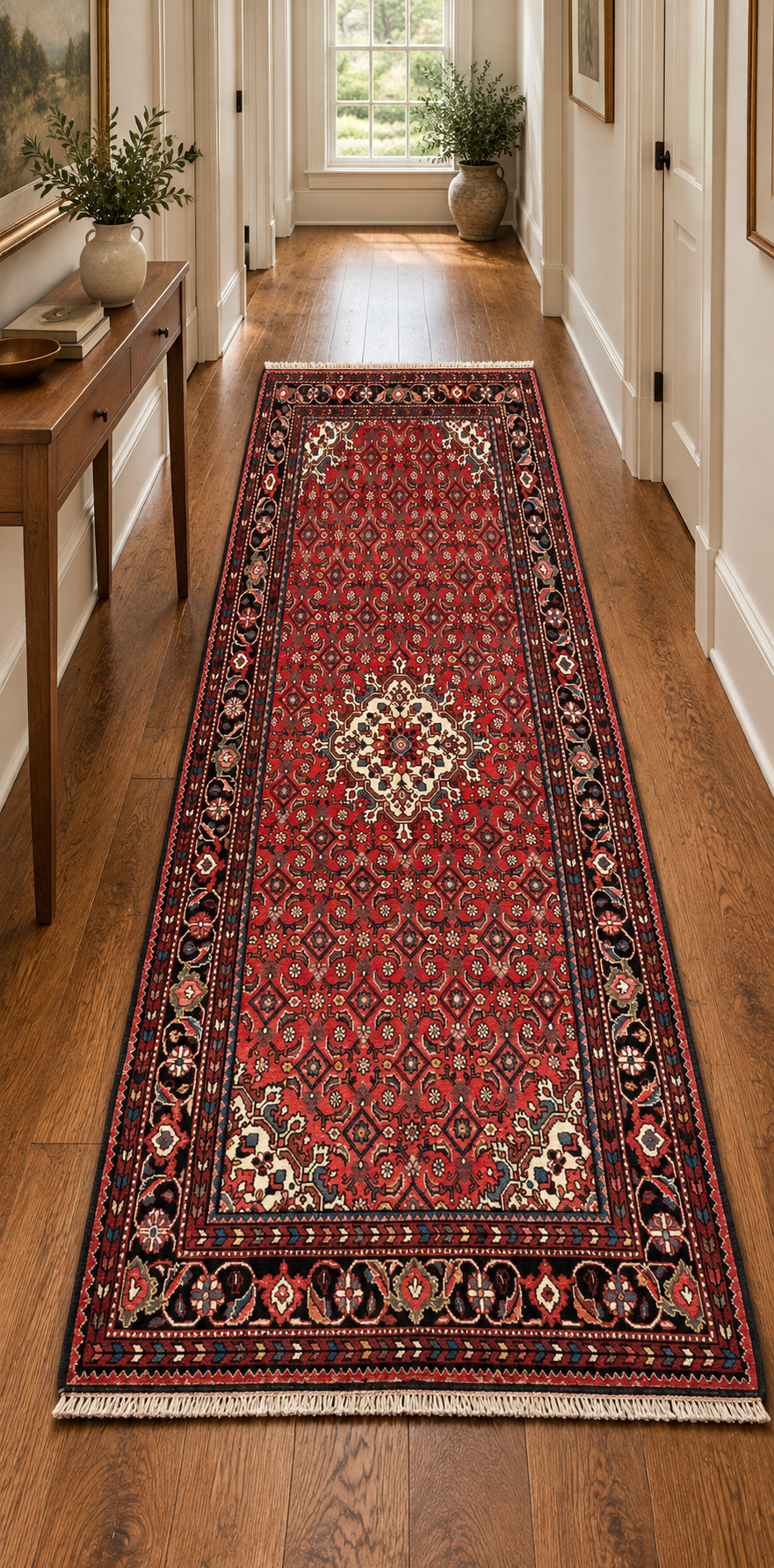 PERSIAN TABRIZ MAHI-HERATI HAND-KNOTTED RUG, 5.0 x 10.8 (152cm x 325cm)