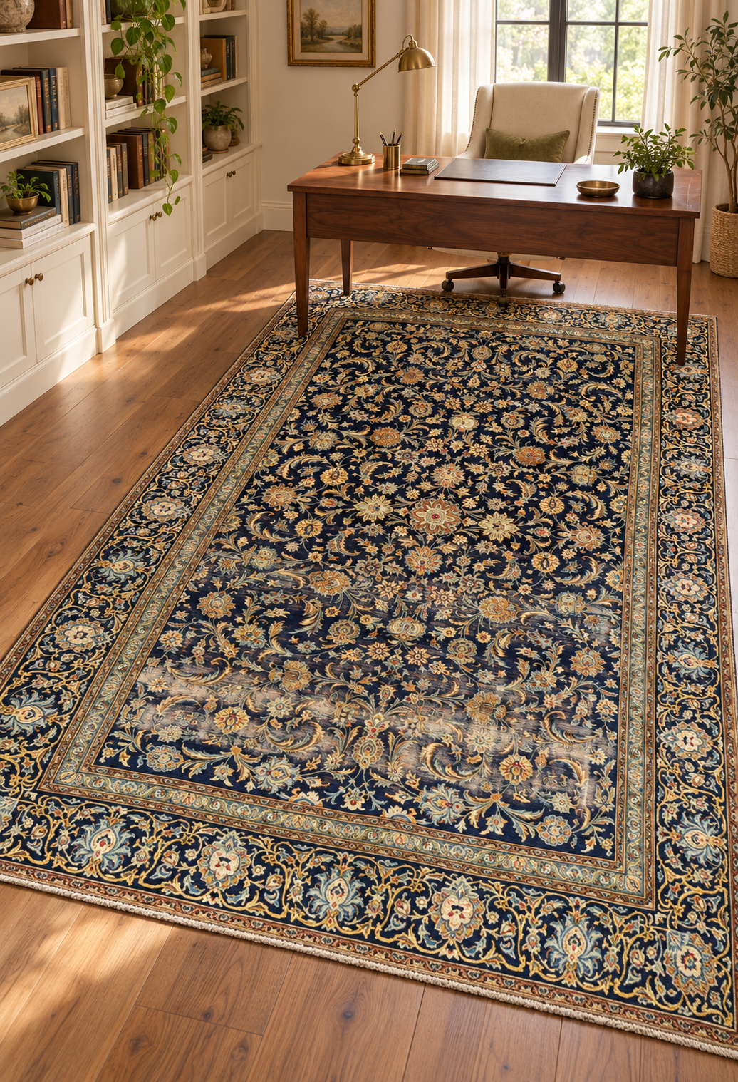 ANTIQUE PERSIAN KASHAN HAND KNOTTED RUG, 7.11 x 12.0 (241cm x 366cm)