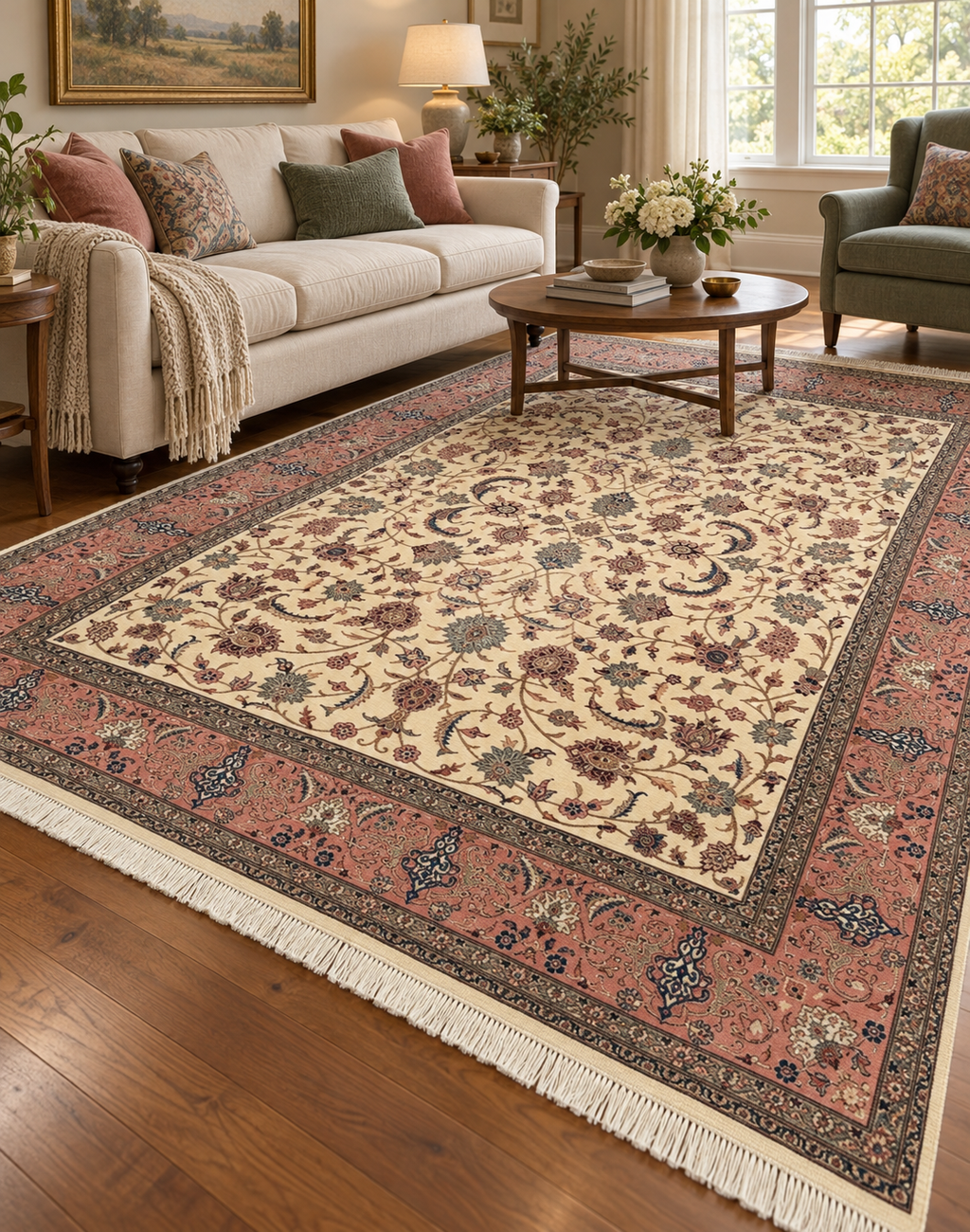 KASHAN HAND KNOTTED RUG WITH 300+ KPSI, 8.2 x 9.10 (249cm x 300cm)