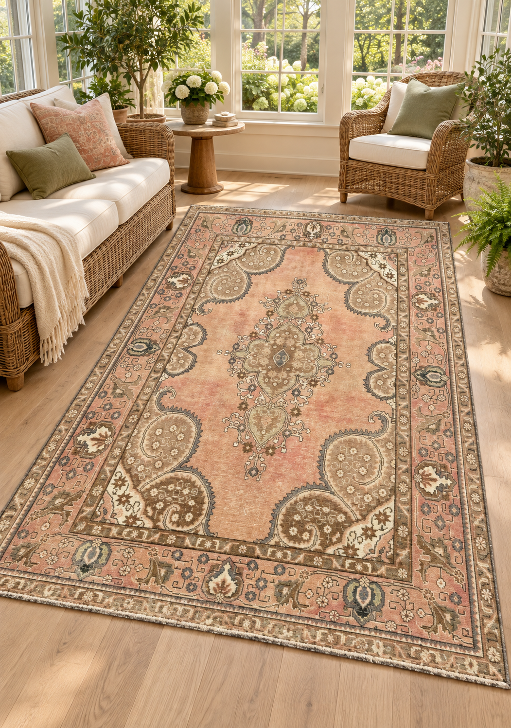 ANTIQUE PERSIAN TABRIZ HAND KNOTTED RUG, 6.6 x 9.4 (198cm x 284cm)