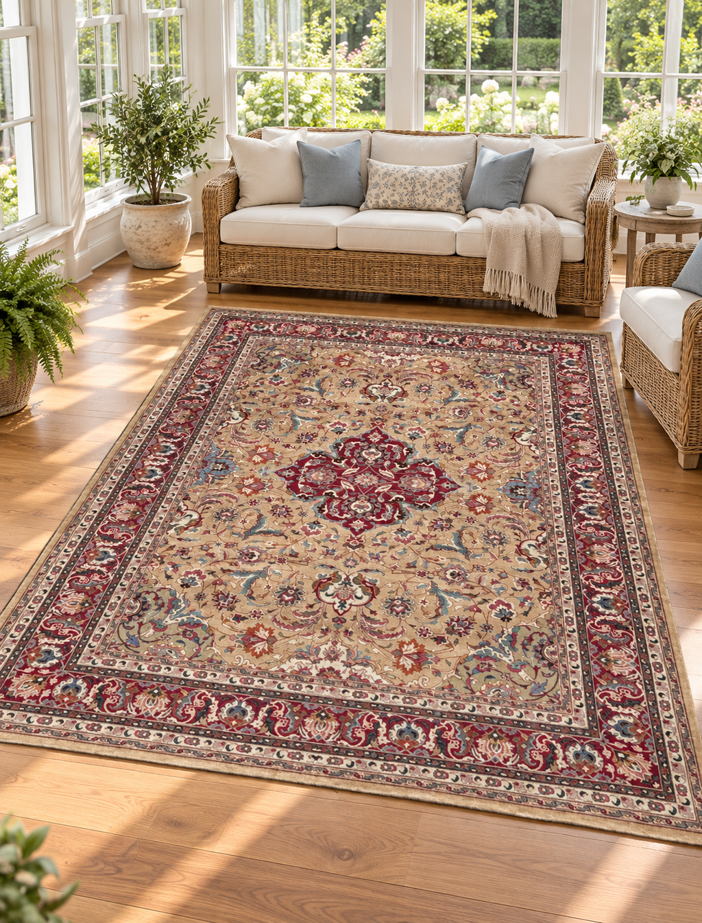 VINTAGE PERSIAN TABRIZ HAND KNOTTED RUG WITH CARTOUCHE, 9.7 x 12.5 (292cm x 378cm)