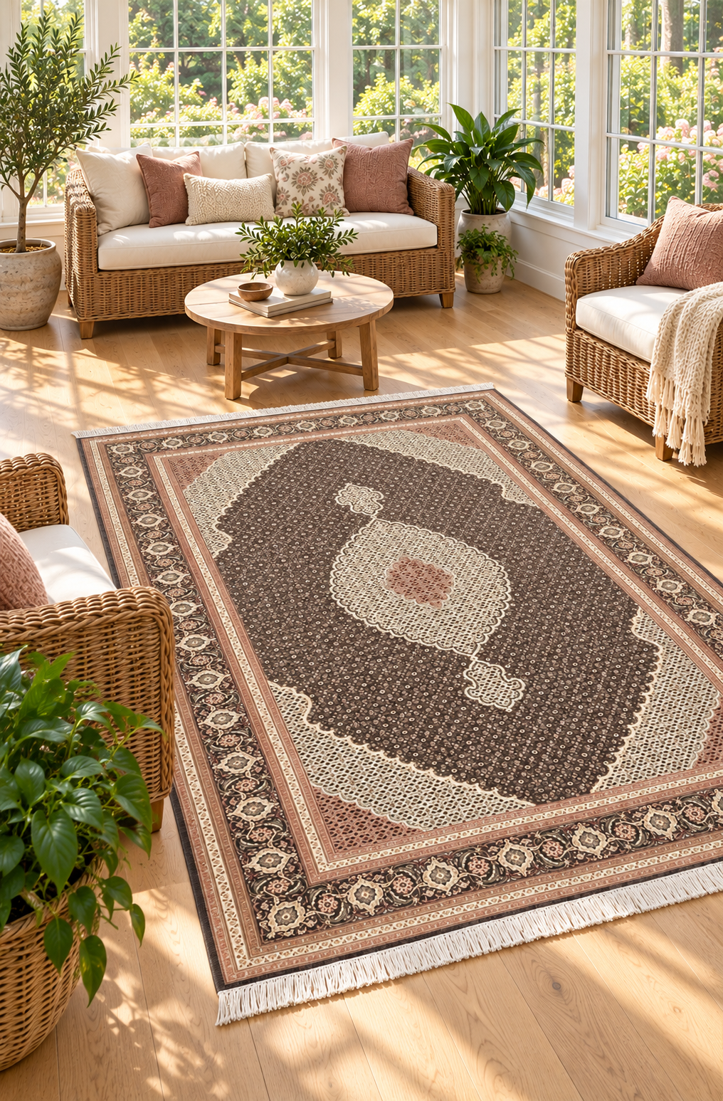 PERSIAN TABRIZ MAHI HAND-KNOTTED RUG WITH 300+ KPSI, 6.8 x 10.0 (203cm x 305cm)