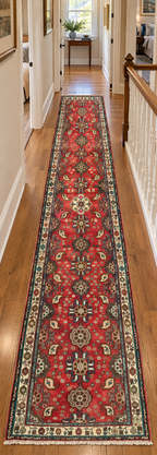 ANTIQUE PERSIAN HAMADAN HAND KNOTTED RUNNER, 3.5 x 12.0 (104cm x 366cm)