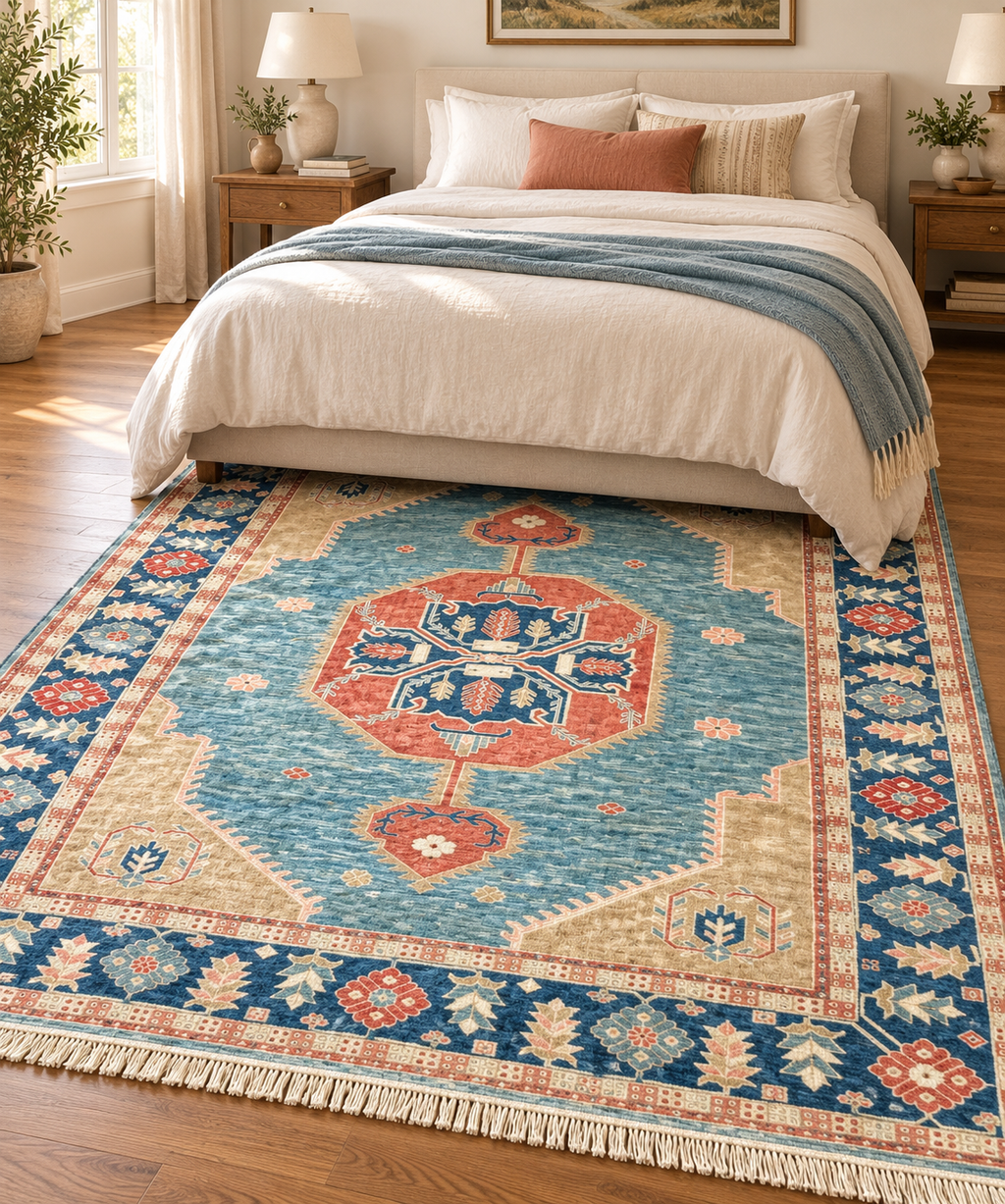 CAUCASIAN KAZAK HAND KNOTTED RUG, 8.5 x 9.9 (257cm x 297cm)