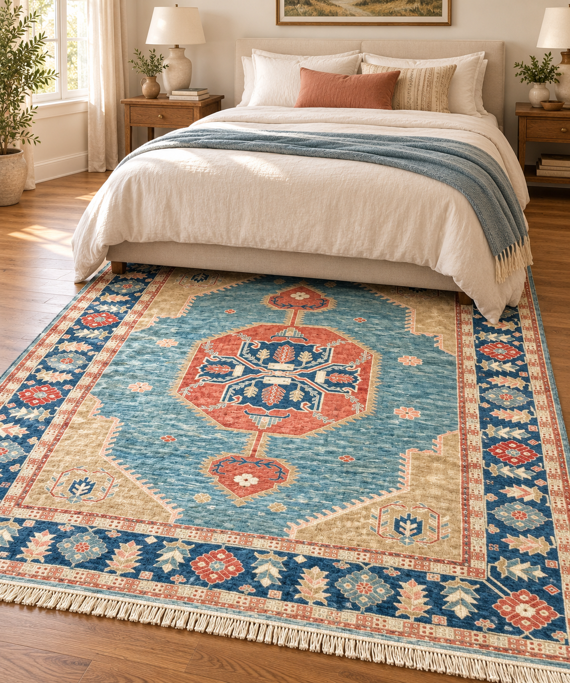 CAUCASIAN KAZAK HAND KNOTTED RUG, 8.5 x 9.9 (257cm x 297cm)