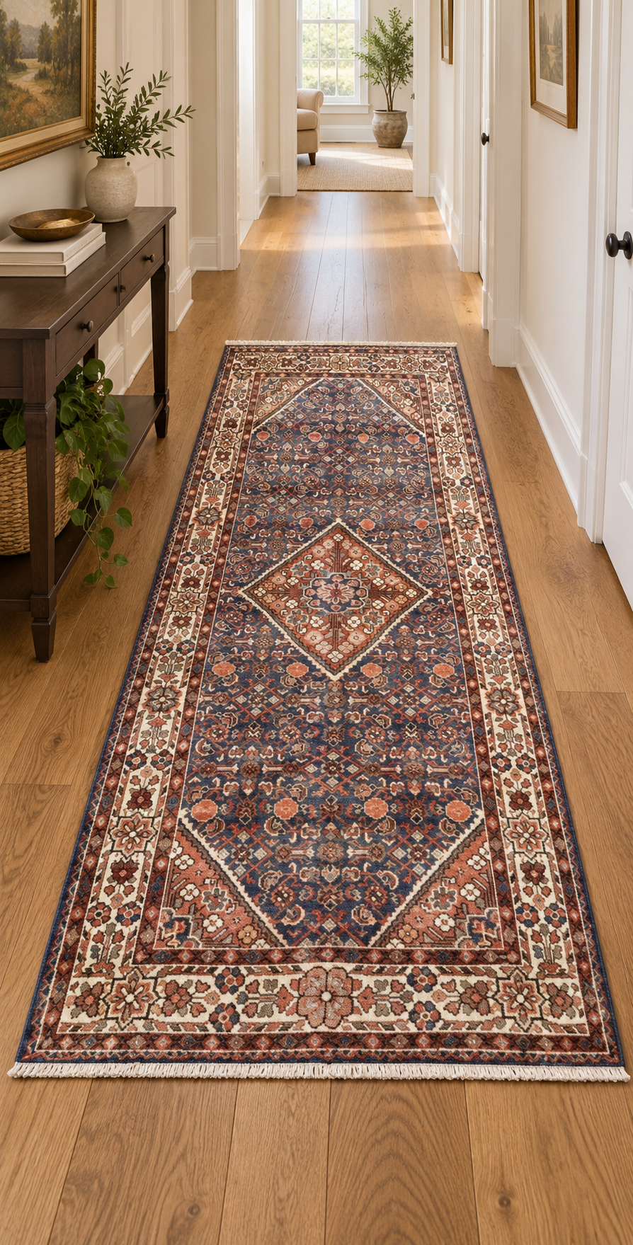 ANTIQUE PERSIAN HERIZ HAND KNOTTED RUG, 4.7 x 10.3 (140cm x 312cm)
