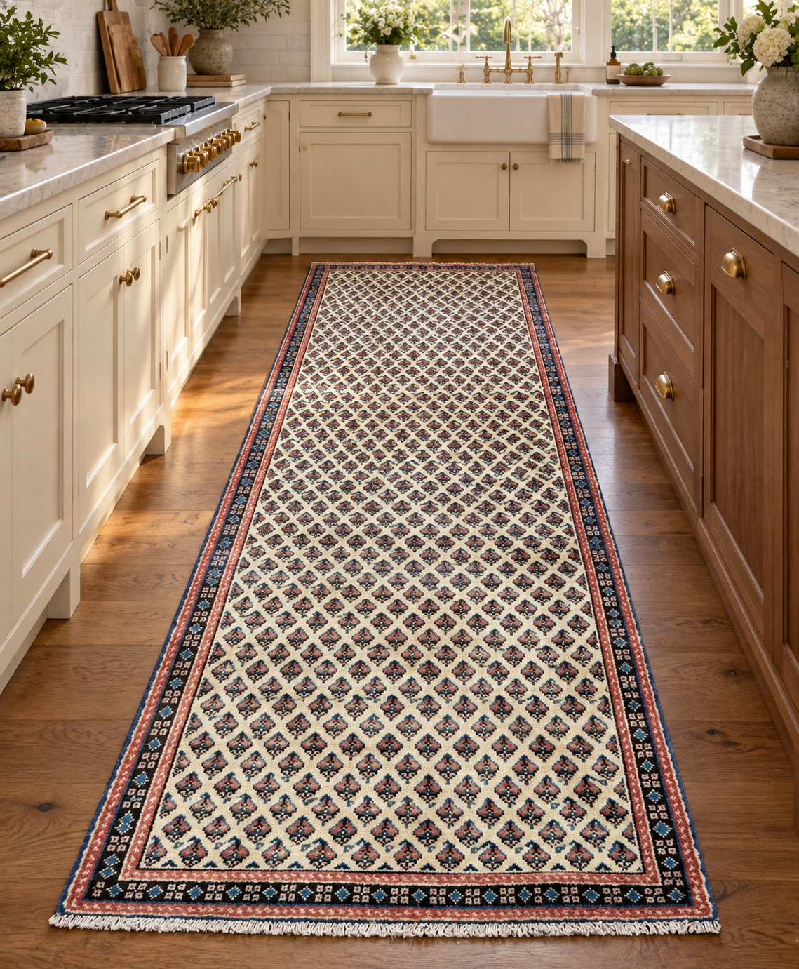 VINTAGE PERSIAN SARABAND MIR HAND KNOTTED RUNNER, 3.10 x 10.0 (117cm x 305cm)