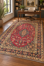 ANTIQUE PERSIAN MASHAD HAND KNOTTED RUG, 6.4 x 9.4 (193cm x 284cm)