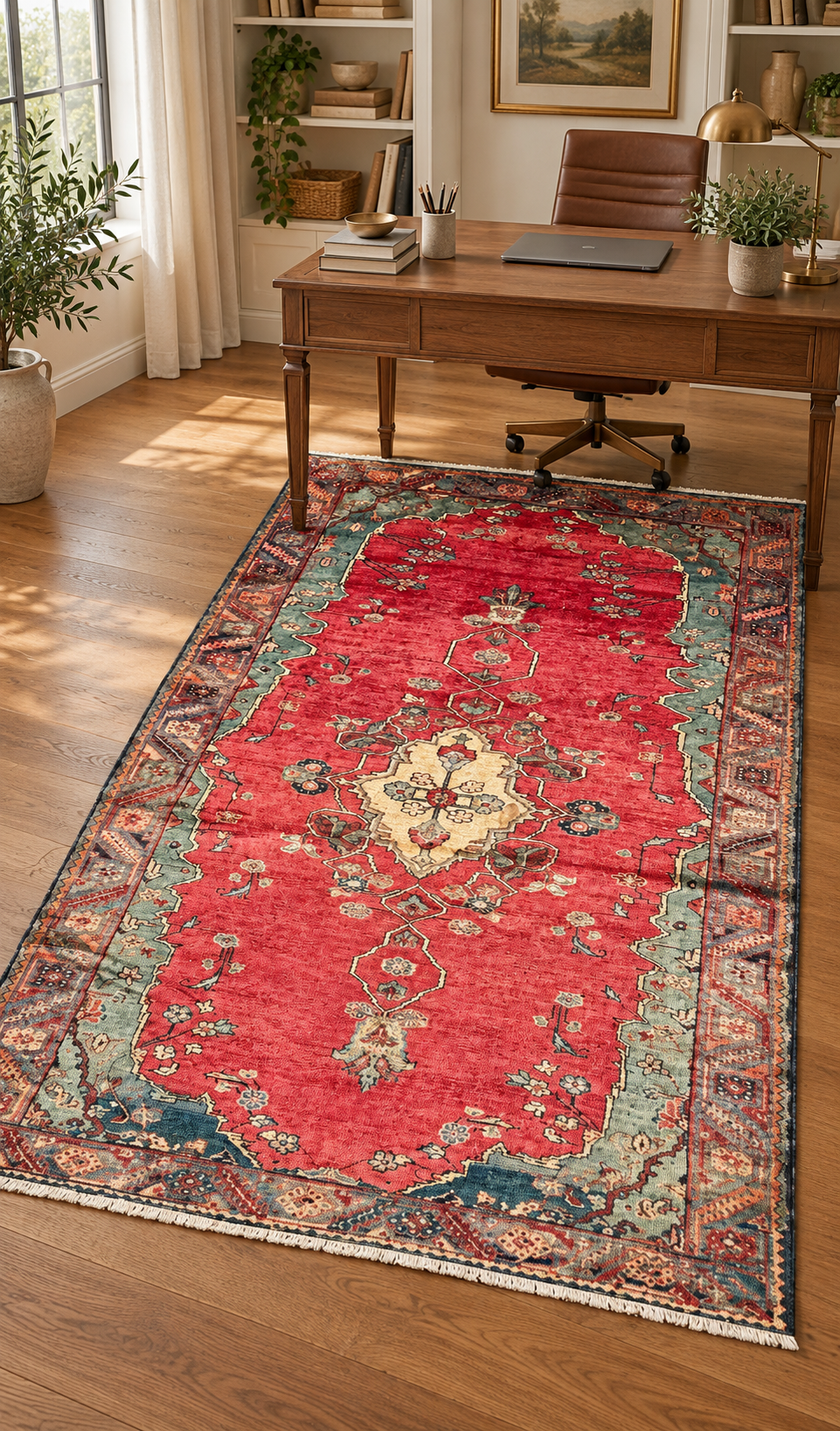ANTIQUE PERSIAN MALAYER HAND KNOTTED RUG, 5.2 x 9.2 (157cm x 279cm)